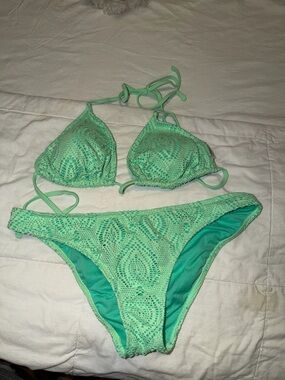 No Boundaries Mint Green Crochet Bikini Top